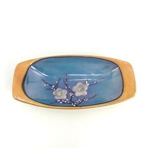 Vtg Nippon Lusterware Trinket Dish Cherry Blossoms Small Jewelry Tray Soap Dish